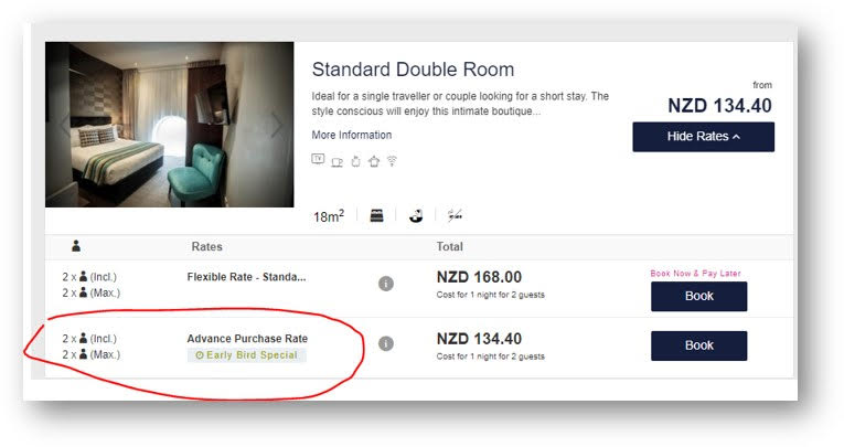 How to find the early bird special when booking direct on our website
